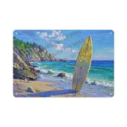 Retro Surfboard Metal Tin Sign   8x12 Inch Beach Wall D cor for Living Room, Bedroom, or Garage   Gift for Surfers, Beach Lovers, and Coastal Enthusiasts
