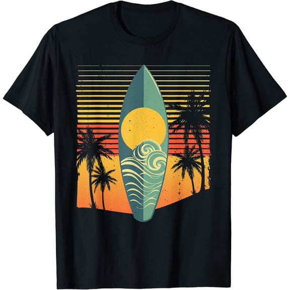 Retro Surfboard Sunset Beach Surfer Design T-Shirt