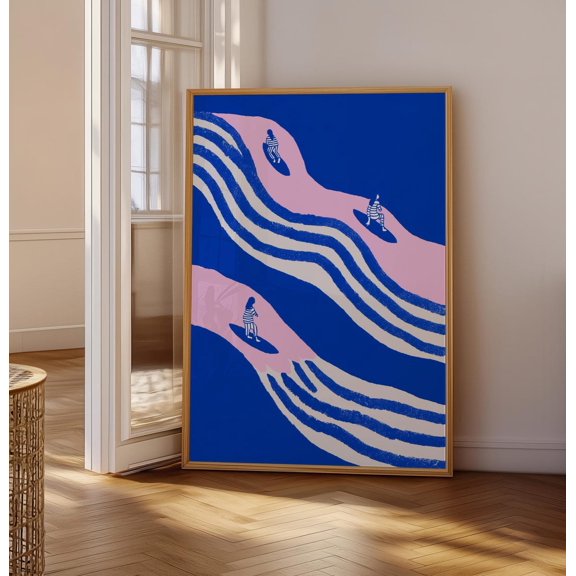 Retro Surfboard Wave Print, Unframed Paper Poster 8x10in