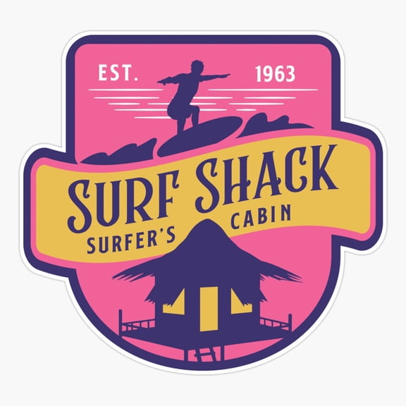 Retro Surfing Beach Wave Design Sticker
