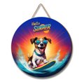 thumbnail image 1 of Retro Surfing Jack Russell Terrier in Cool Sunglasses Hello Summer Waves Round Wood Sign Parson Jack Dog Lover Hanging Wall Home Decor - 10001, 1 of 5