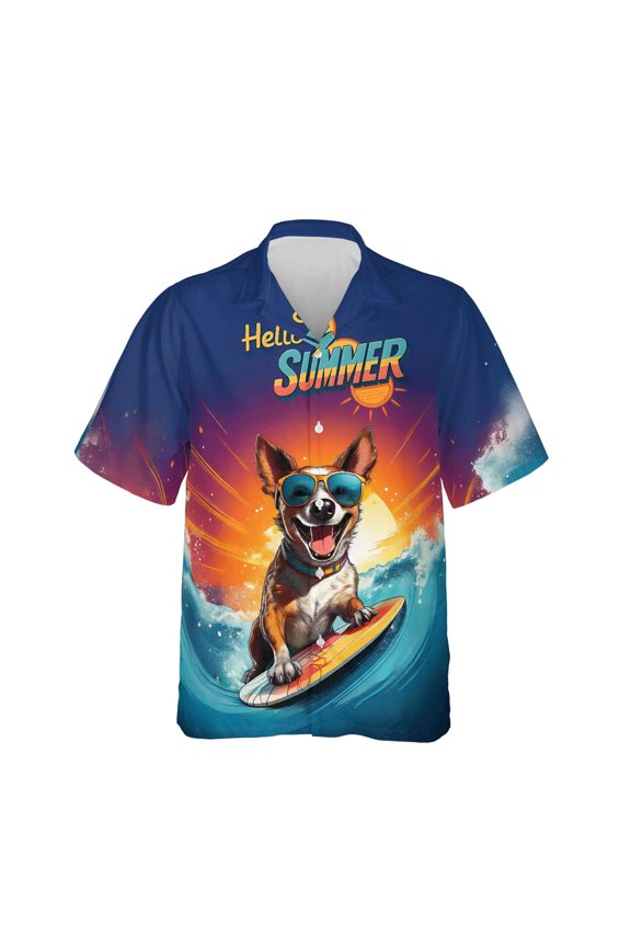 Retro Surfing Rat Terrier in Cool Sunglasses Hello Summer Waves Hawaiian Shirt Breathable Summer Unisex Merch Ratty Dog Lover - 10001