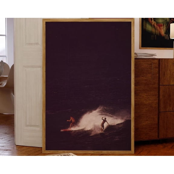 Retro Surfing Surfer Wall Art Print, Unframed Paper Poster 8x10in