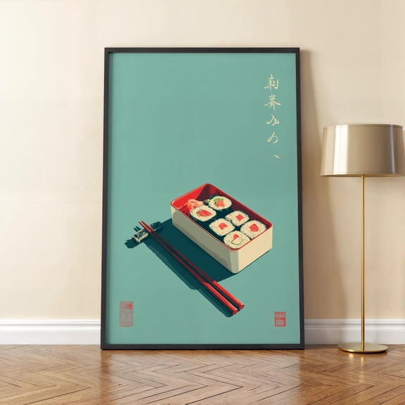 Retro Sushi Poster, Japanese Food Wall Art, Minimalist Kitchen Decor, Retro Japanese Wall Art, Vintage Japanese Print, Sushi Wall Art, Poster Only