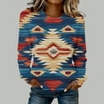 thumbnail image 1 of Retro Sweatshirt for Women Tribal Pattern Graphic Print Crewneck Long Sleeve Classic Relaxed Fit Casual Cozy Pullover Southwest Bohemian Fashion Clothes, 1 of 4