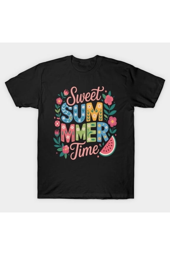 Retro Sweet Summer Time Vintage 70s Style Typography Graphic, H6053 T-Shirt, for Men and Women, Up to Size 5XL