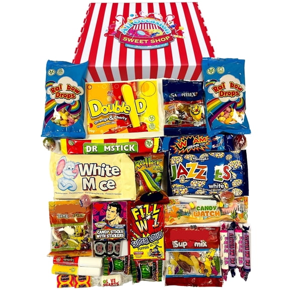 Retro Sweets Gift Box: Candy Striped Old Fashioned Sweets Selection Hamper: Birthday Present for Him & Her, Men, Women, Boys, Girls