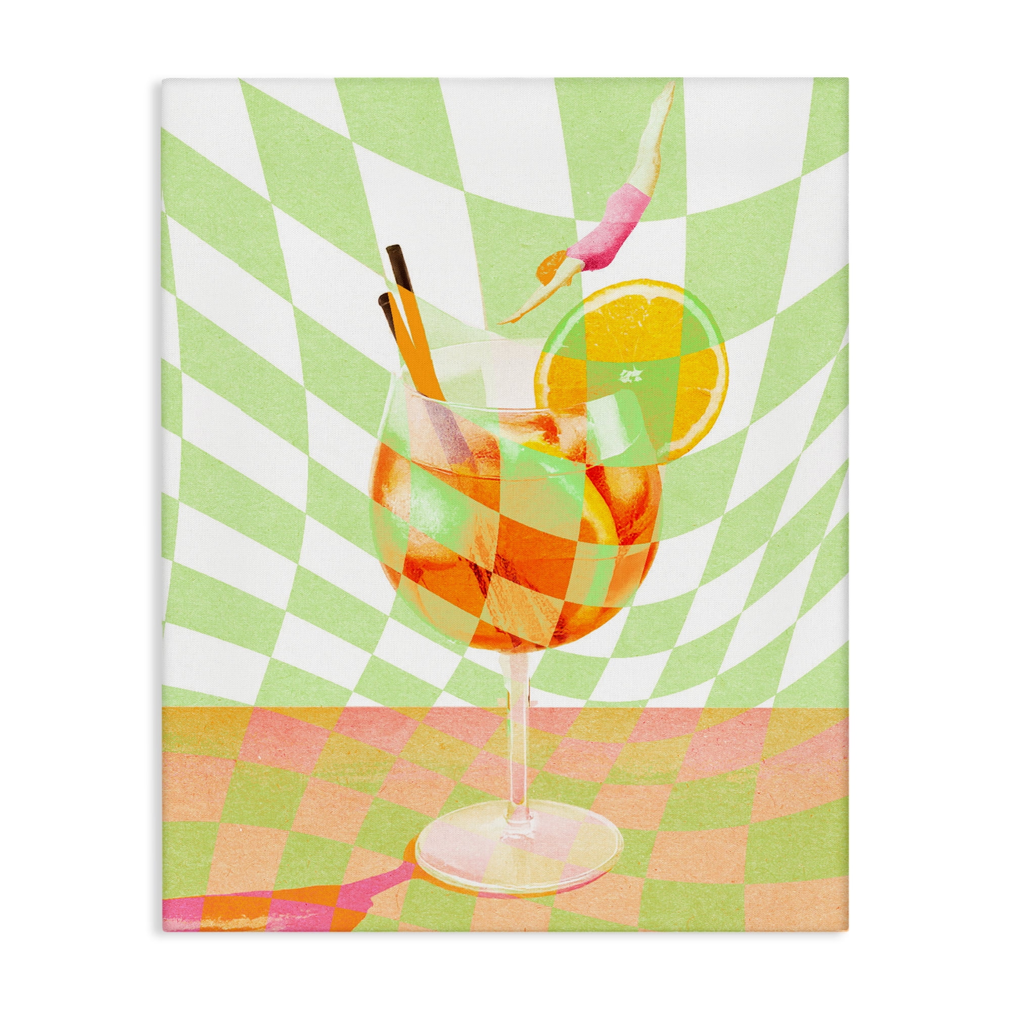 Retro Swimmer Summer Cocktail Canvas Wall Art, design by Lil' Rue