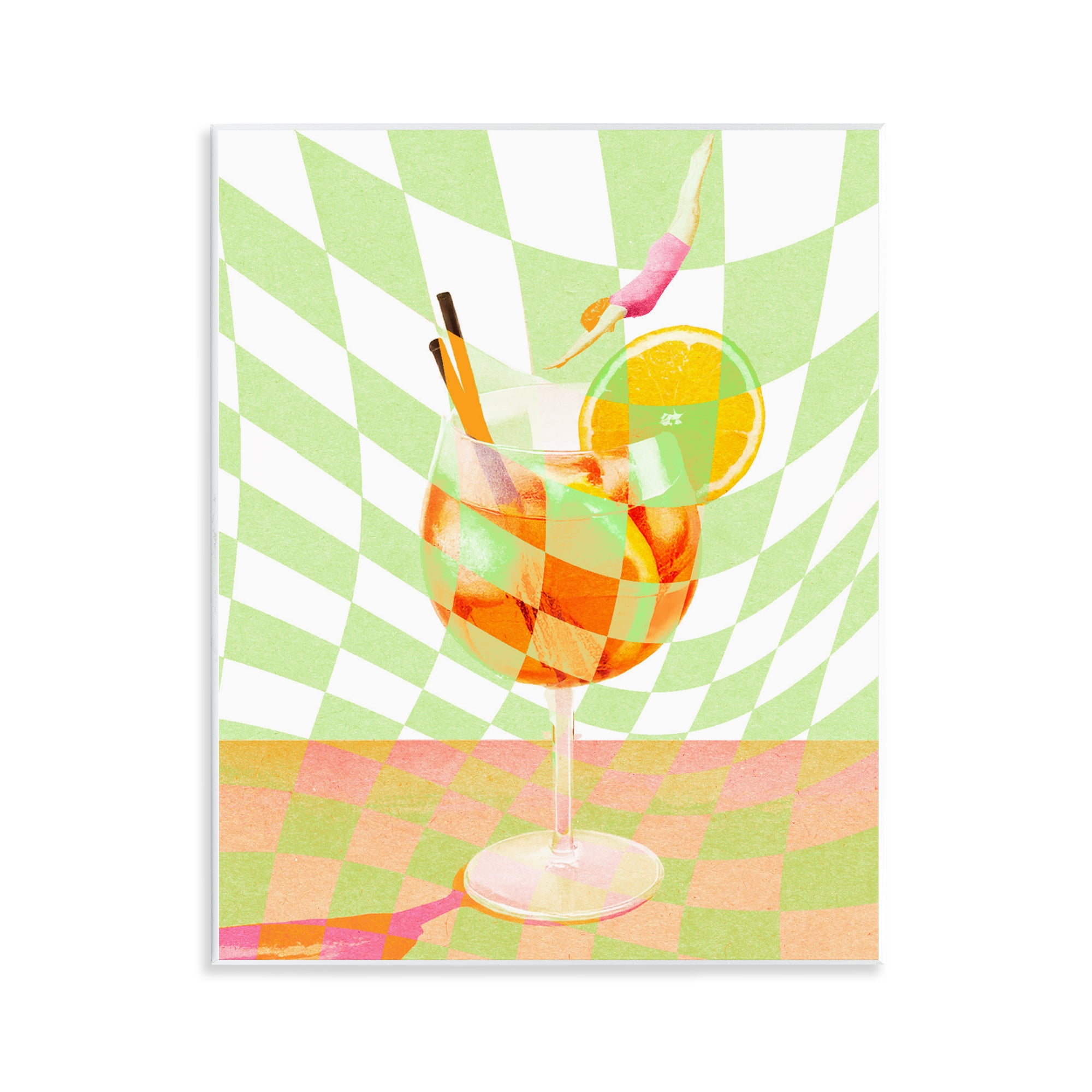 Retro Swimmer Summer Cocktail Wall Plaque Art, design by Lil' Rue