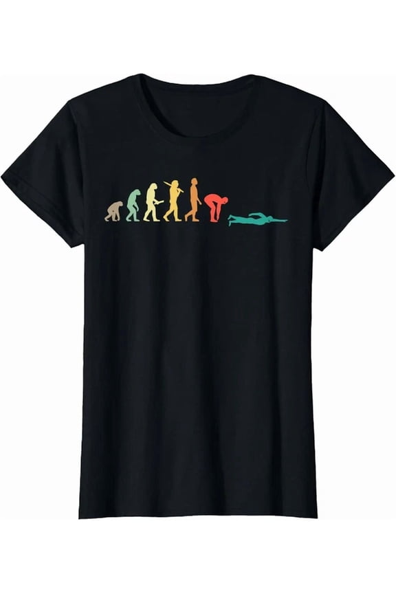 Retro Swimming Evolution Gift For Swimmers T-Shirt