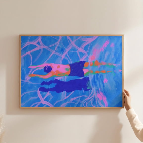 Retro Swimming Pool Poster, Unframed Paper Poster 8x10in