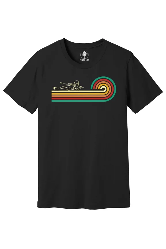 Retro Swimming Shirt Gift For Swimmer Rainbow Swimming Tee