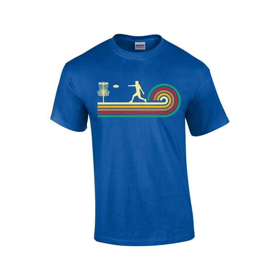 Retro Swirl Disk Golf Mens Short Sleeve T-shirt Graphic Tee-Royal Blue-4xl