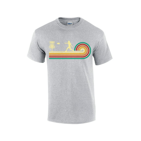 Retro Swirl Disk Golf Mens Short Sleeve T-shirt Graphic Tee-Sports Grey-5xl