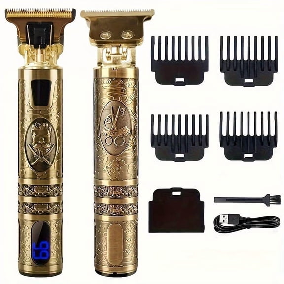 Retro T-Shaped Hair Clipper for Men  USB Rechargeable Beard Trimmer & Body Groomer with Precision Blades