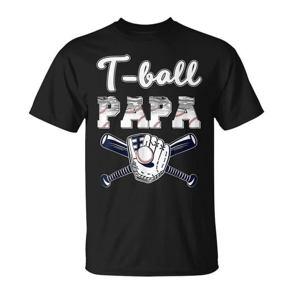 Retro T-ball Papa Men's Graphic T-Shirt - Funny Baseball Dad Father's Day Tee - Vintage Sports Apparel for Men