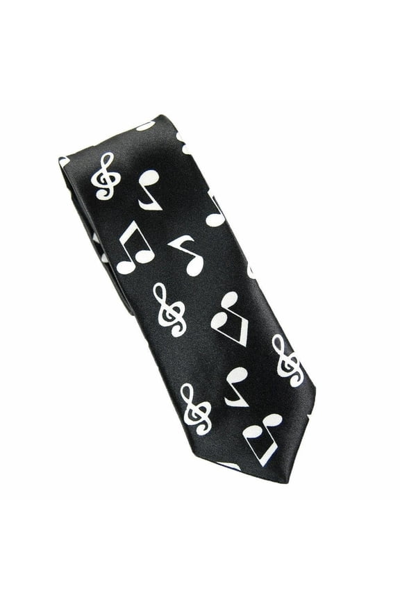 TIE Black White MUSIC NOTES Slim Unisex necktie USA - New with box/tags