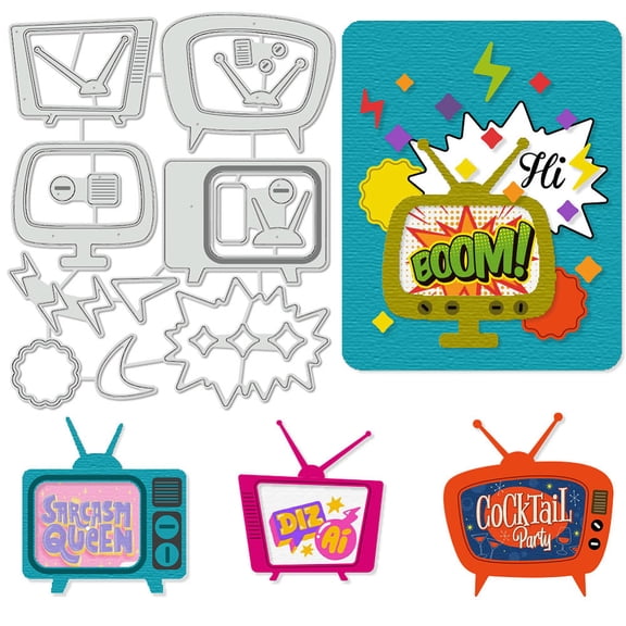 Retro TV Cutting Dies Stencils Frame Lightning Antenna Carbon Steel Embossing Tool Die Cuts Metal TemplatesDIY