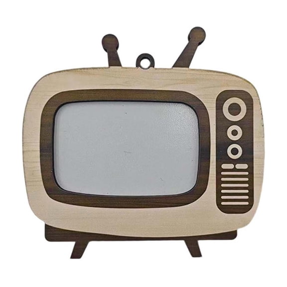 Retro TV Shaped Wooden Photo Frame, Desktop Picture Frame with Stand & Hanging Loop, Hollow Television Photo Frames, Cute Antenna Design, for Kids Photo Display, Tabletop Wall Ornament, Beige