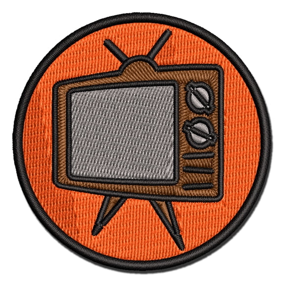 Retro TV Television Applique Multi-Color Embroidered Iron-On Patch - 2.5 Inch Small
