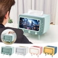 thumbnail image 1 of Retro TV Tissue Box Holder with Phone Stand for Bedroom Living Room Bathroom Kitchen Office - Decorative Tissue Dispenser Cover with Storage Compartment, 1 of 7