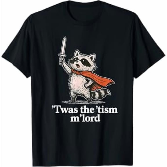 Retro 'TWAS The 'Tism M'Lord Funny Wizard Raccoon Autism Men T-Shirt