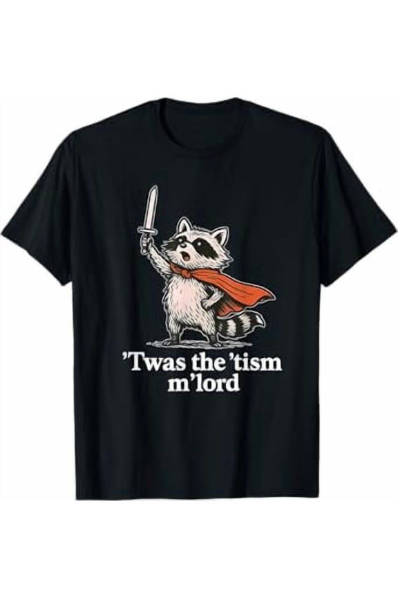 Retro 'TWAS The 'Tism M'Lord Funny Wizard Raccoon Autism Men T-Shirt