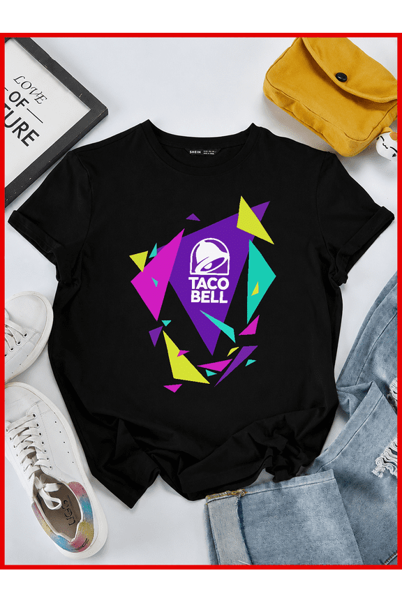 Retro Taco Bell Fast Food Chain 90s Neon Bell Logo Diner Unisex T-Shirt V60725, S-5XL