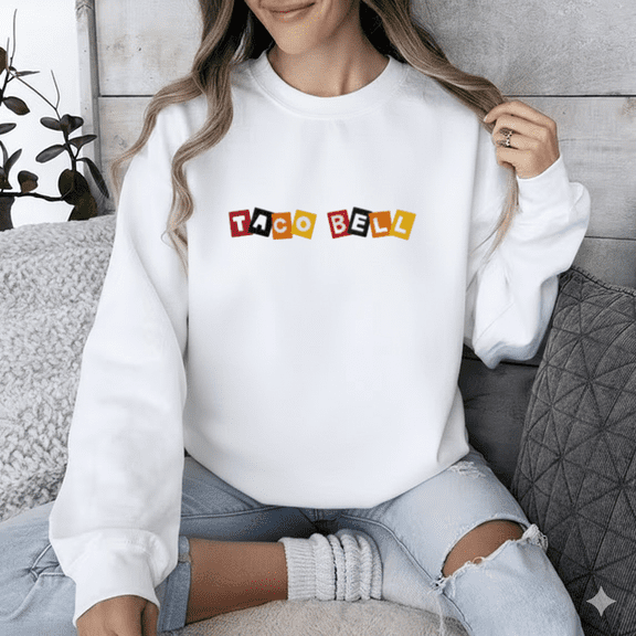 Retro Taco Bell Inspired Classic Fast Food Fan Vintage Style Graphic Sweatshirt up to size 5XL