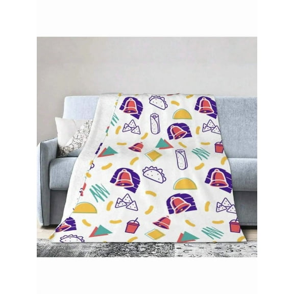 Retro Taco! Pattern Inspired By Taco Bell Blanket From The '90s Ultra Soft Super Fine Flannel Blanket