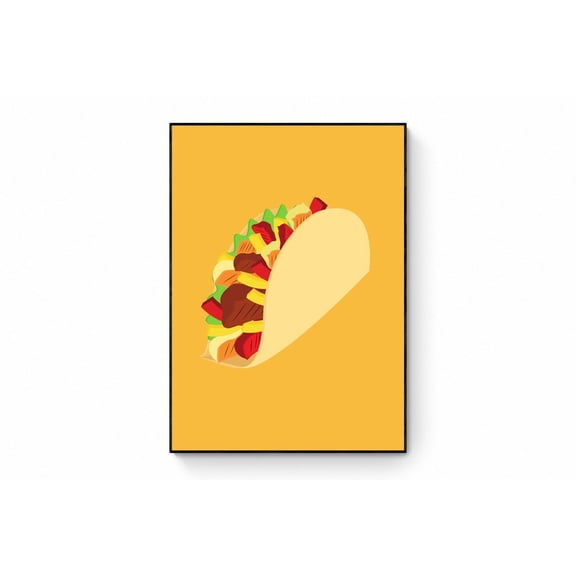 Retro Taco Pop Art Kitchen Wall Art Cartoon Food Illustration, Unframed Paper Print Size 8x12