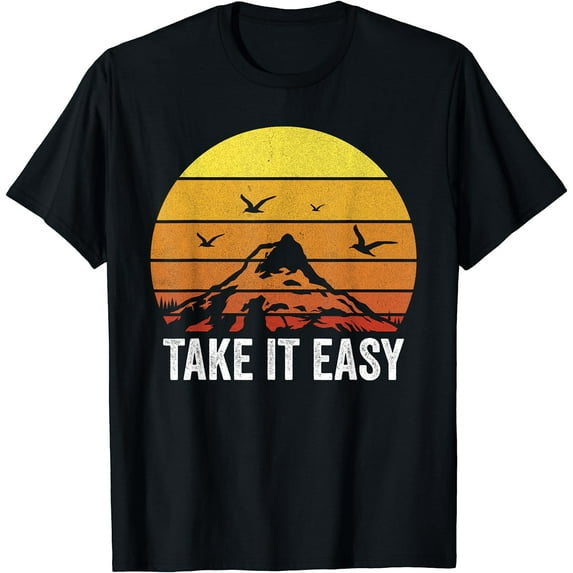 Retro Take It Easy Shirt Vintage Outdoors Camping T-Shirt Black 3X-Large