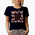 thumbnail image 1 of Retro Take the Risk or Lose the Change & Butterfly Art Merch Gift, Navy Blue T-Shirt, Medium, 1 of 5