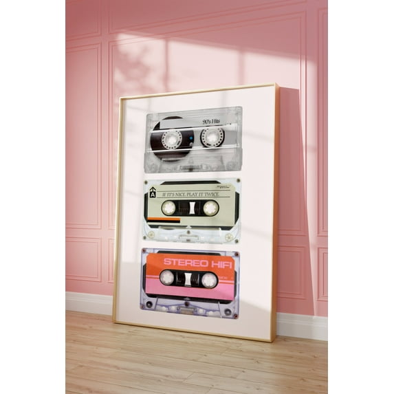 Retro Tape Cassette Poster Trendy Vintage Case Aesthetic y2k 90's Poster Music Lover Graphic Cool Mix Tape Nostalgic Poster Wall Art, Size 24x36 UNFFRAMED F03.1.7l2859