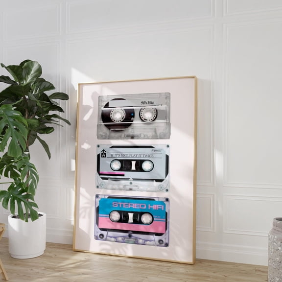 Retro Tape Cassette Poster Trendy Vintage Case Aesthetic y2k 90's Poster Music Lover Graphic Cool Mix Tape Nostalgic Poster Wall Art, Size 8x12 UNFFRAMED F03.1.7l2858