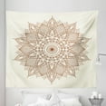 thumbnail image 1 of Retro Tapestry, Lotus Inspired Flower Lace Circle Ornate Retro Pattern Eastern Universe Theme, Fabric Wall Hanging Decor for Bedroom Living Room Dorm, 5 Sizes, Brown and Ivory, by Ambesonne, 1 of 1