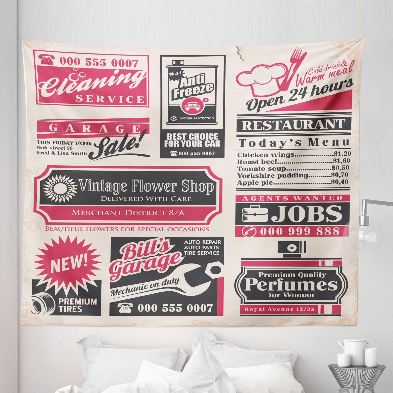 Retro Tapestry, Retro Newspaper Magazine Design Outdated Layout ...