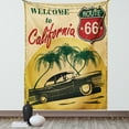 thumbnail image 1 of Retro Tapestry, Retro Welcome to California Advertising Seat of Hollywood in Pop Art Style Print, Wall Hanging for Bedroom Living Room Dorm Decor, 60W X 80L Inches, Red Emerald, by Ambesonne, 1 of 5