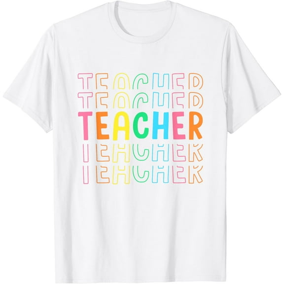 Retro Teacher Colorful Elementary School Teachers Women T-Shirt100% cotton