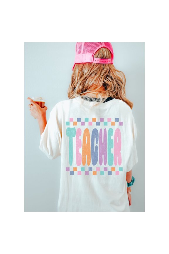 Retro Teacher Life Shirt, Checkered Teacher Tee, Boho Teacher Tshirt, Gift For Teacher Tre