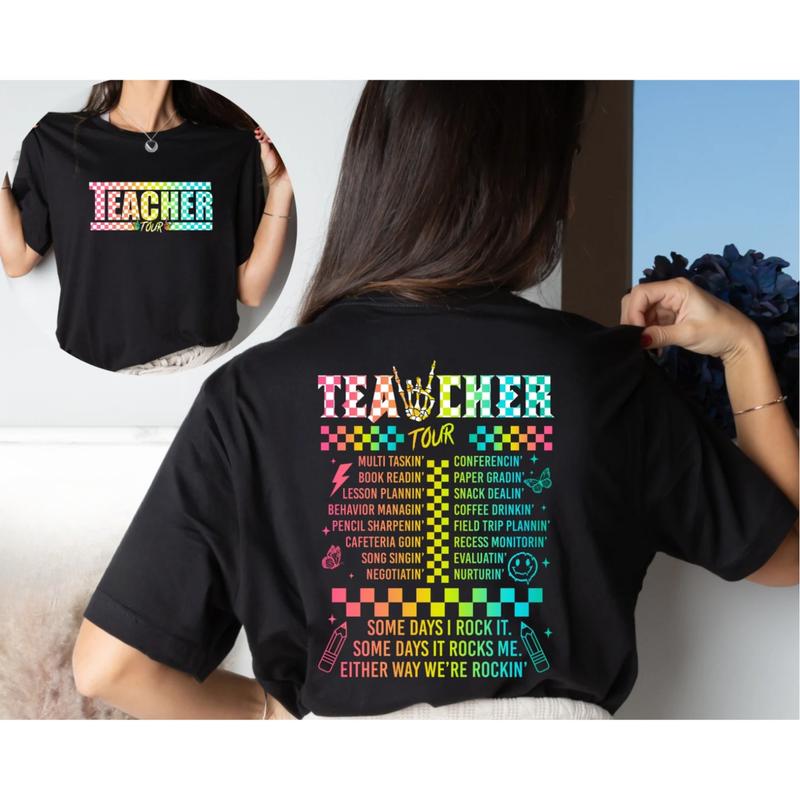 Retro Teacher Tour Front and Back Print DRG, Gift for Teacher, Teacher