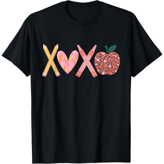 Retro Teacher Valentine XOXO Teacher Heart Valentines Day T-Shirt Tops Tee