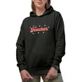 thumbnail image 1 of Retro Teacher Word with Hearts Art, Valentine's Day Merch Gift, Black Hooded Sweatshirt or Hoodie, Small, 1 of 5