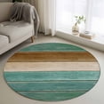 thumbnail image 1 of Retro Teal Green Brown Round Rug 3ft Washable Circle Entryway Rugs Non Slip Farmhouse Wooden Art Retro Area Rug Indoor Floor Carpet for Bedroom Kitchen Living Room Home Office Dining Room Nursery, 1 of 8