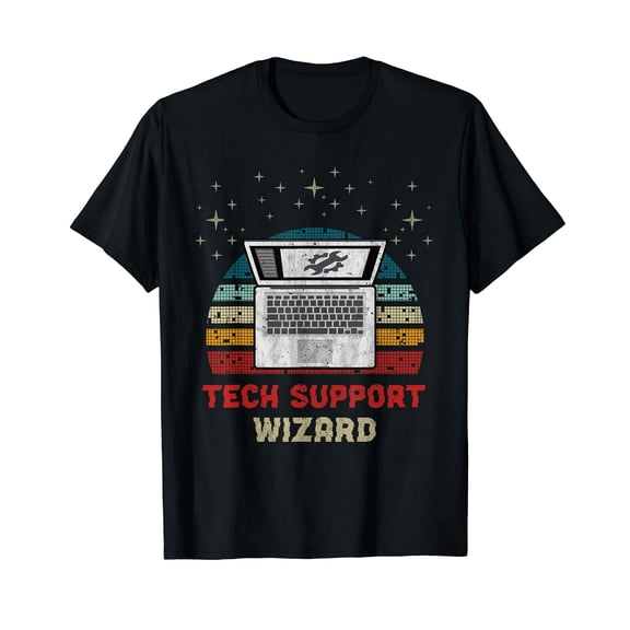 Retro Tech Support Wizard Laptop Unisex Short Sleeve Graphic T-Shirt