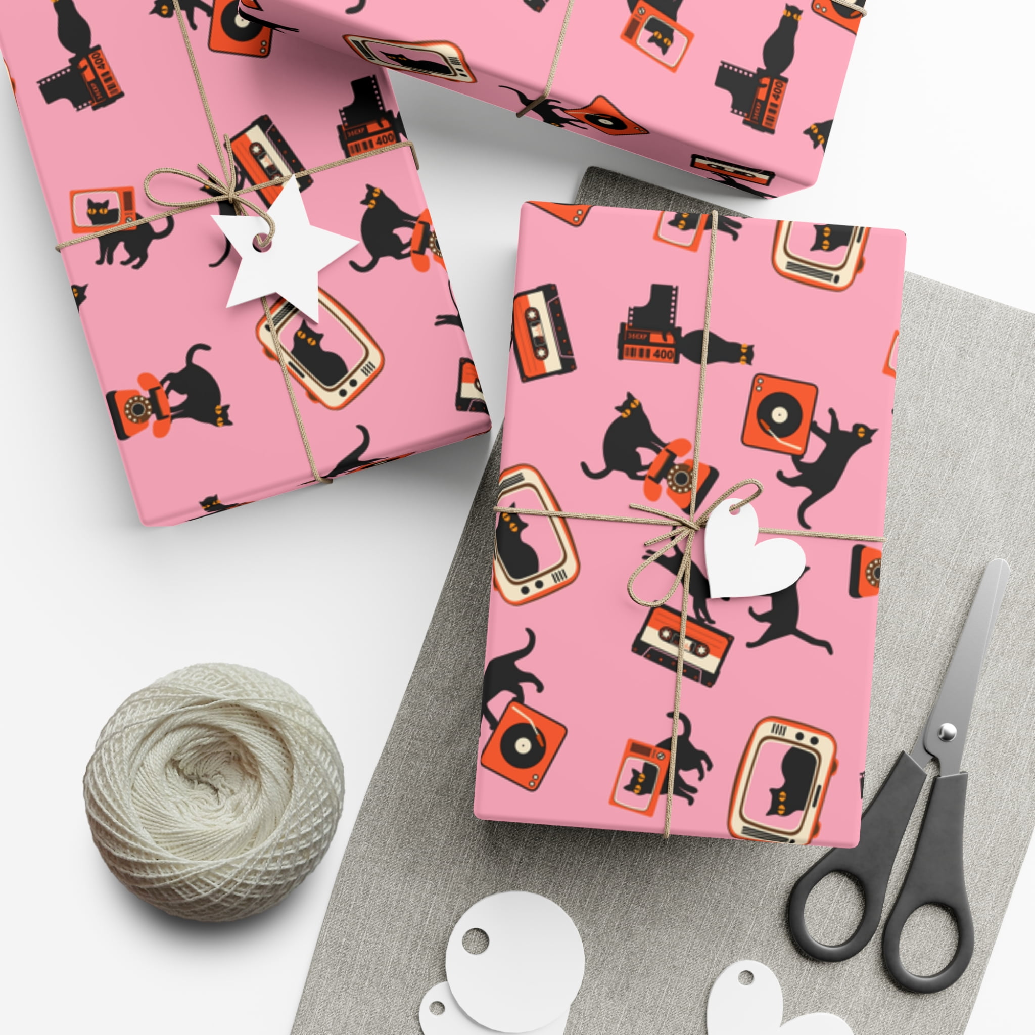 Retro Technology Cat Gift Wrap