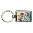 thumbnail image 1 of Retro Technology Collage Computer Metal Rectangle Keychain, 1 of 7