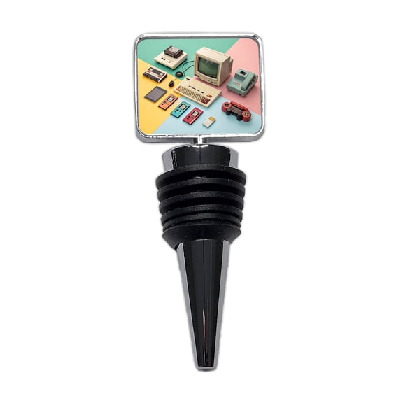 Retro Technology Device Computer Collage Wine Bottle Stopper Cap Plug