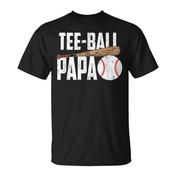 Retro Tee-Ball Papa Baseball Dad Men's Graphic T-Shirt Vintage Sports Father's Day Gift