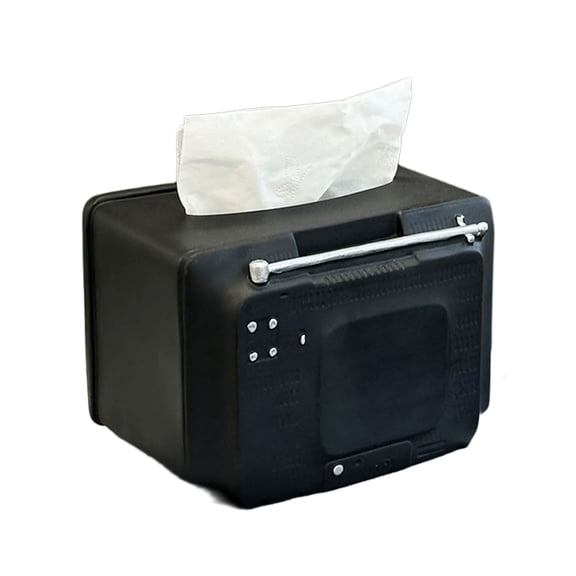 Retro Teevee Resin Tissue Box Holder - Vintage Home Decor Storage for Desktop, Living Room & Kitchen